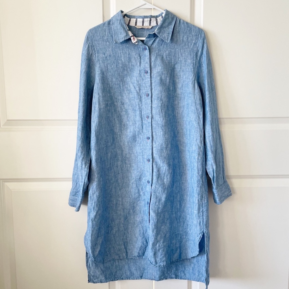 Soft Surroundings Linen Button Front Tunic Dress Size Medium - Picture 2 of 10